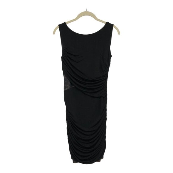 BCBGMaxAzria Black Renay Lace-Blocked Ruched Mini Bodycon Dress size 4 - Picture 2 of 16